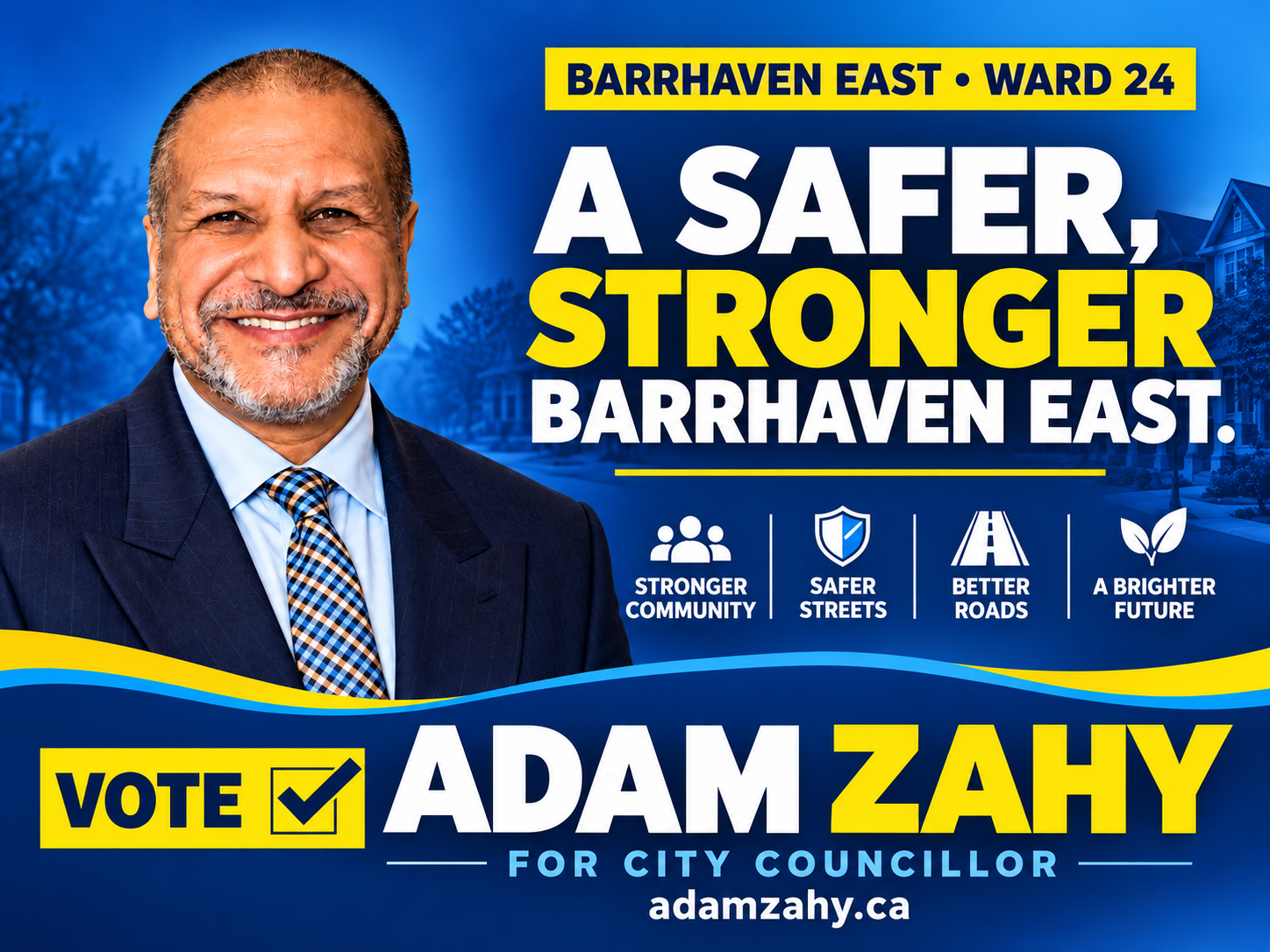 Adam Zahy campaign message for Barrhaven East