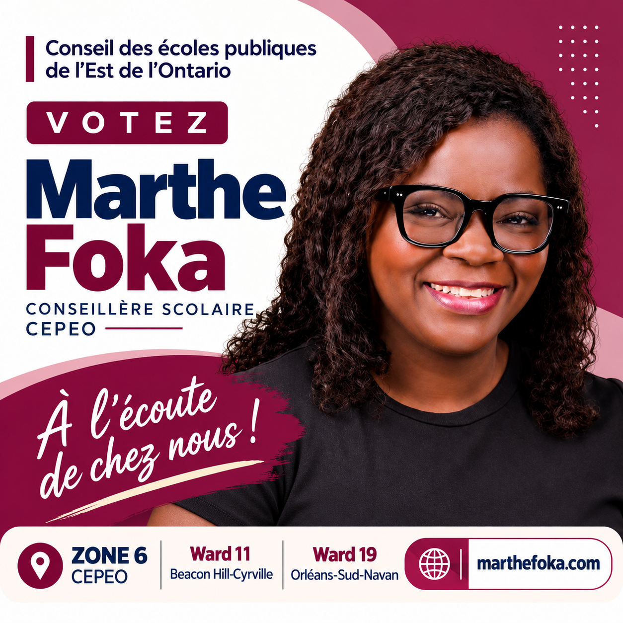 Marthe Foka — CEPEO Zone 6 campaign advertisement