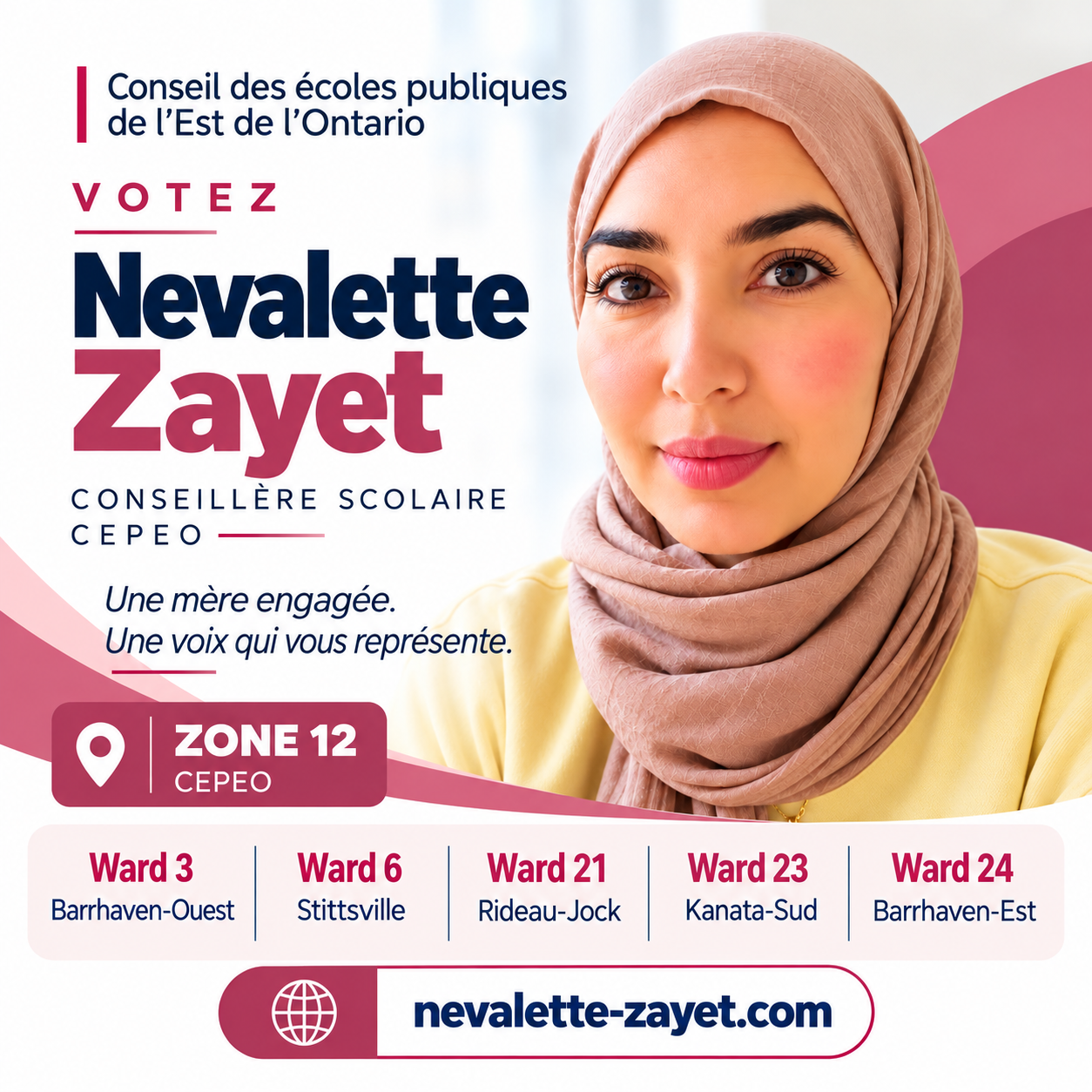 Votez Nevalette Zayet — conseillère scolaire CEPEO, Zone 12. nevalette-zayet.com