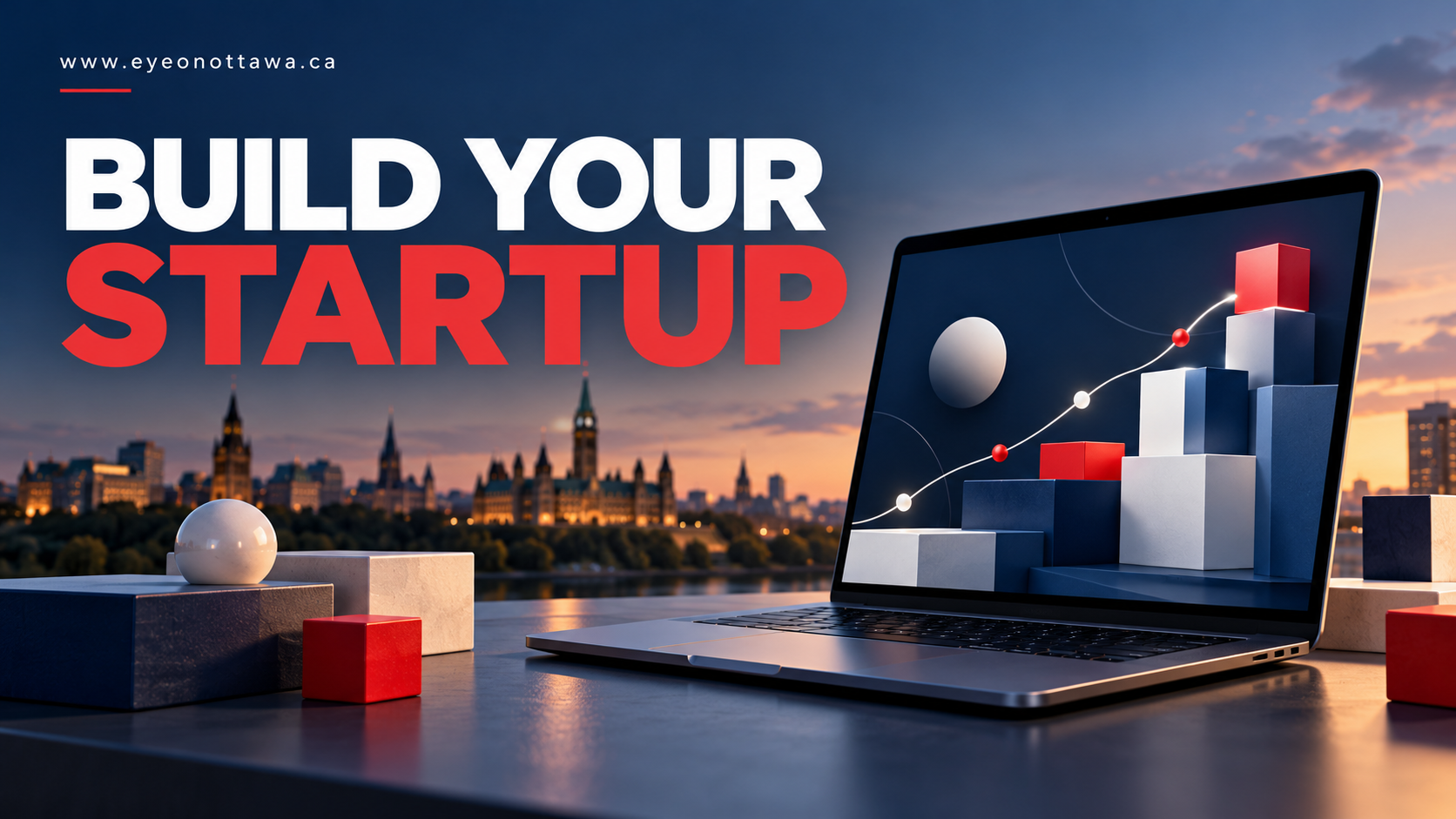 Illustrative image: Premium conceptual still life of a laptop with abstract non-text interface, elegant modular building blocks and a subtle ascending path motif. No named people, no real company office.
